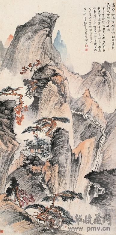 郑午昌 1941年作 秋山揽爽图 立轴 设色纸本
