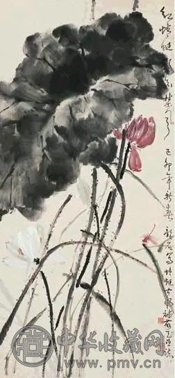 张韶石 己卯(1939)年作 荷花蜻蜒 立轴 设色纸本