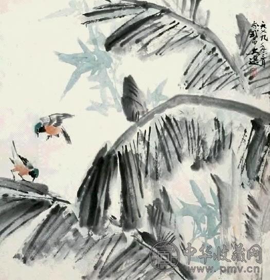 汤文选 小鸟 立轴 纸本