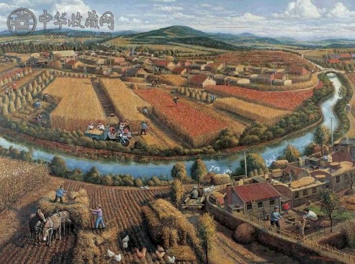 陈树中 2002年 野草滩的秋日远眺 布面 油画