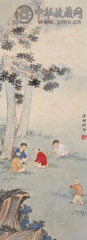 陈煦 婴戏图 立轴 设色纸本