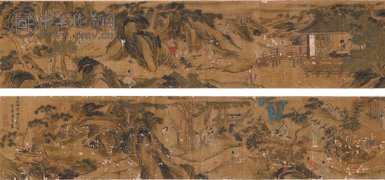 唐寅(传) 1513年作 兰亭文会 手卷 设色绢本