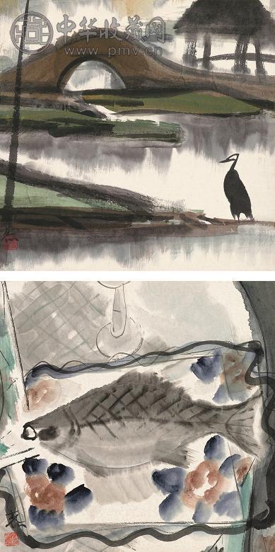 林风眠 山水 静物(2幅) 镜心 设色纸本