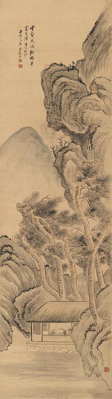 戴熙 崖居听松 立轴 设色绢本