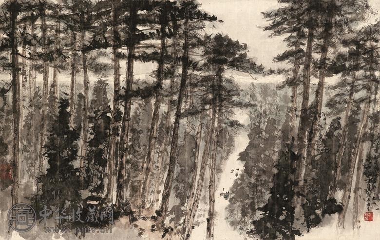 傅抱石 1964年作 林荫夹道图 镜心 设色纸本