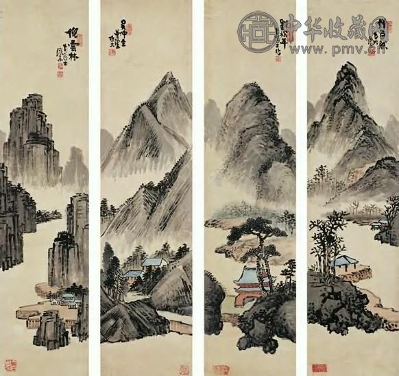 清 曾衍东 山水(4屏)