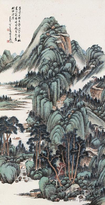 吴徵 1930年作 山水 立轴 设色纸本