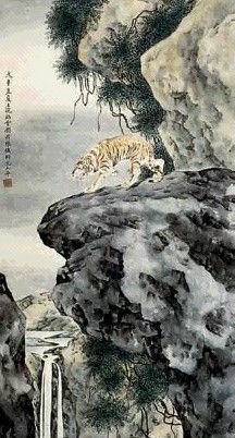 刘用烺 山虎 镜心 设色纸本