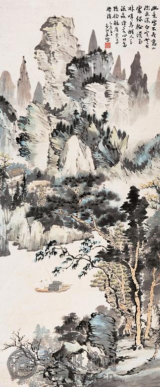 俞剑华 1935年作 山水 立轴 设色纸本