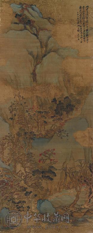 深林红叶 立轴 设色绢本