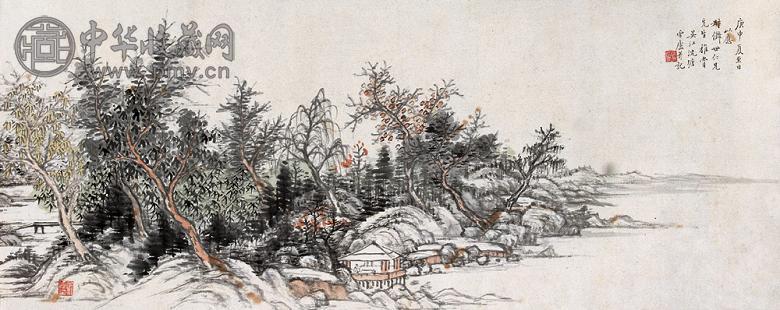 沈塘 山中隐居 镜心 设色纸本