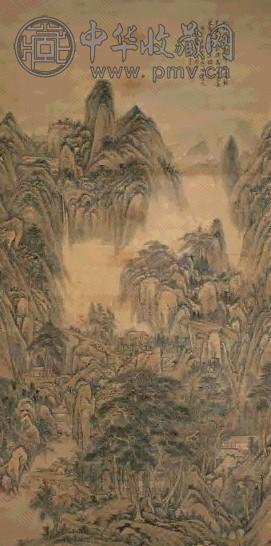 王昱 1725年作 南山秋霁图 立轴 设色绢本