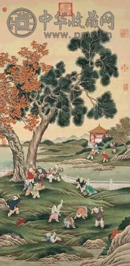 冷枚 婴戏图 立轴 设色绢本