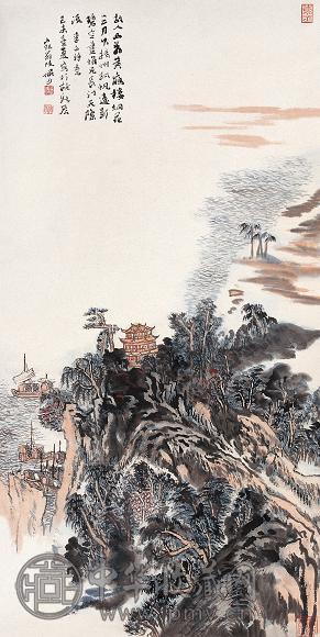 陆俨少 1979年作 李白诗意图 单片 设色纸本