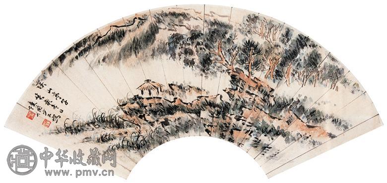 陆俨少 溪山亭子图 镜心 设色纸本