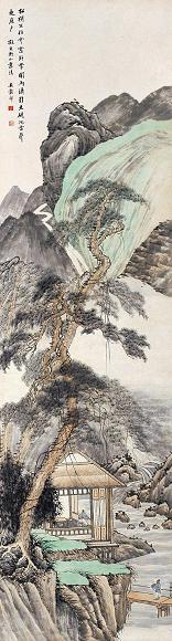 吴穀祥 松梢雨滔 立轴 设色纸本