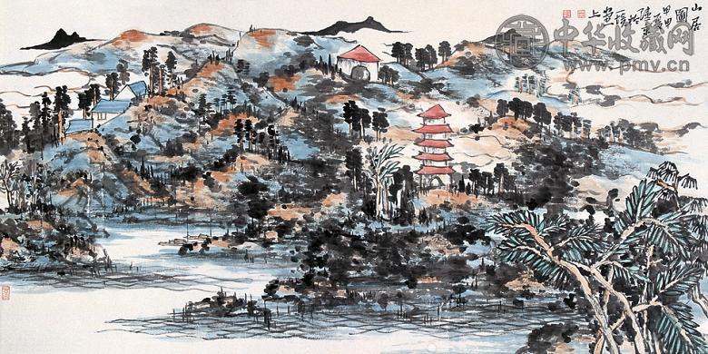 宋陆京 山居图 镜心