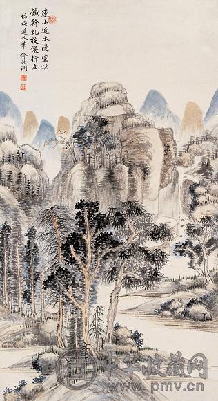 俞叔渊 山水 立轴 设色纸本