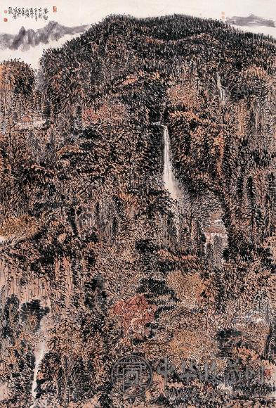 梁士军 万壑有声 镜心