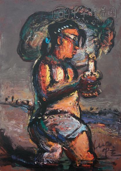 罗中立 1980年作 巴山情 纸板 油画