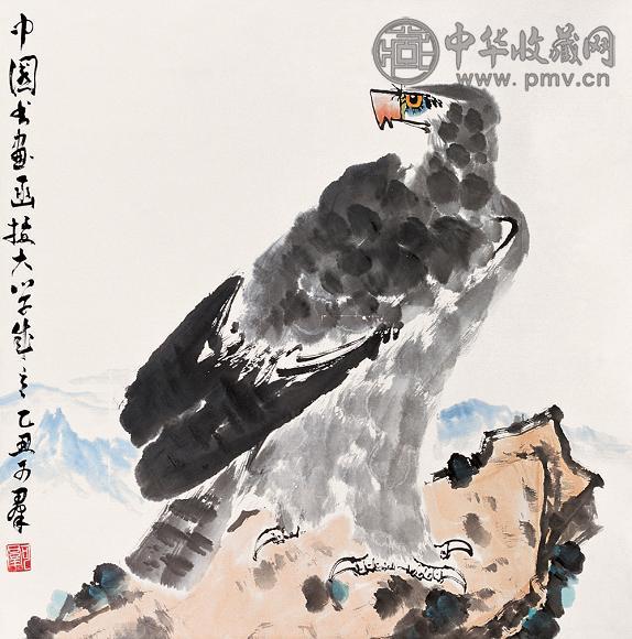 焦可群 鹰 立轴 设色纸本