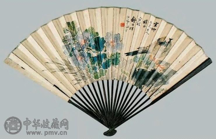 舒浩 花鸟、书法 扇面 纸本