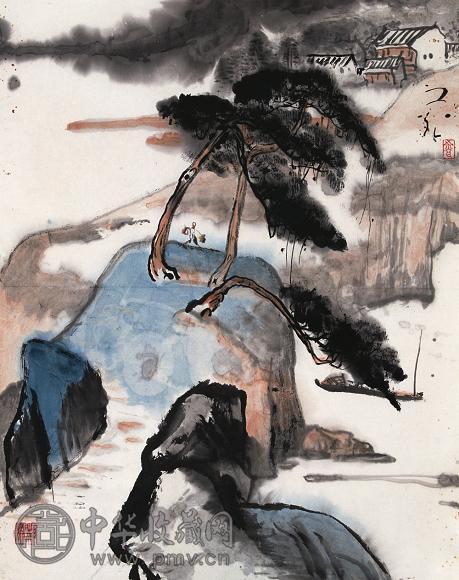 谢之光 山水 单片 设色纸本