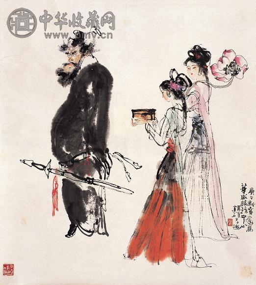 韩硕 庚午(1990年)作 钟馗嫁妹图 片 设色纸本