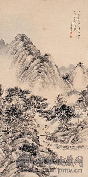 戴熙 1847年作 山水 立轴 水墨纸本