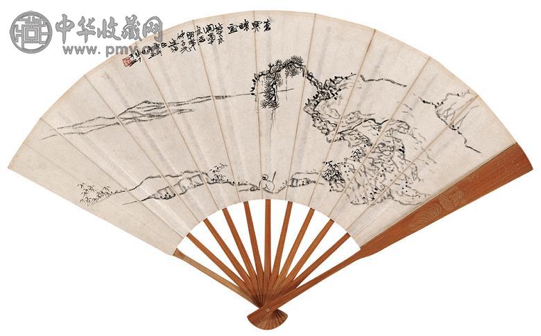 于非闇 1930年作 苍寒酿雪 成扇 设色纸本