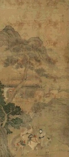 戴进 山水人物 立轴 绢本