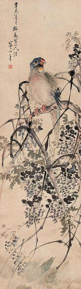 吴伯年 1931年作 鹦鹉 立轴 设色纸本