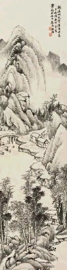 屠倬 山水 立轴 纸本