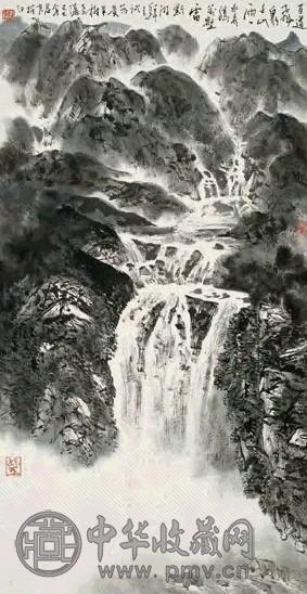 孙君良 1989年作 黔山飞瀑 镜心 设色纸本