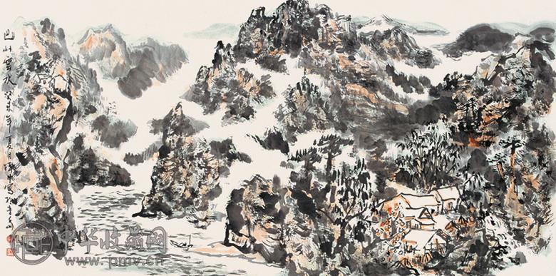 赵振川 巴山云水 镜心