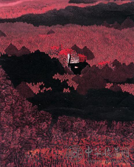 朱利群 农家醉秋 镜心