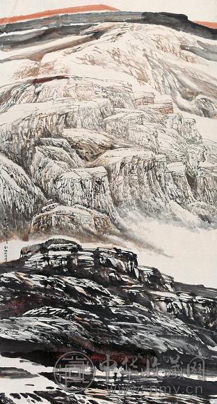 李刚 古塞晚晴 镜心