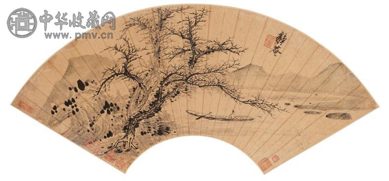 戴进 山水 扇面 水墨纸本