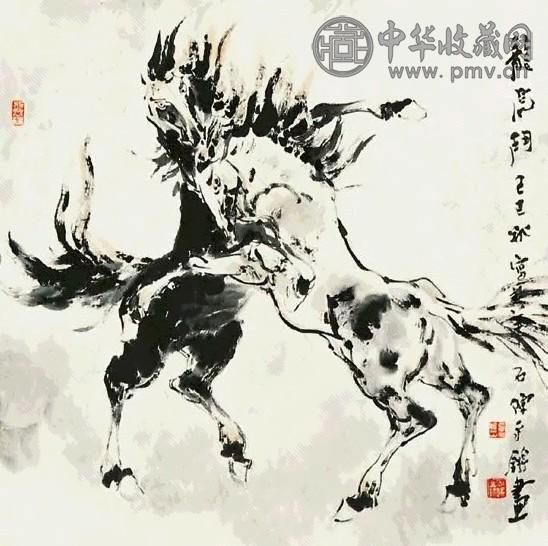 陈永锵 龙虎斗 镜心 纸本