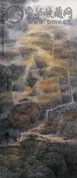 周述锋 雨后斜阳云初散 立轴