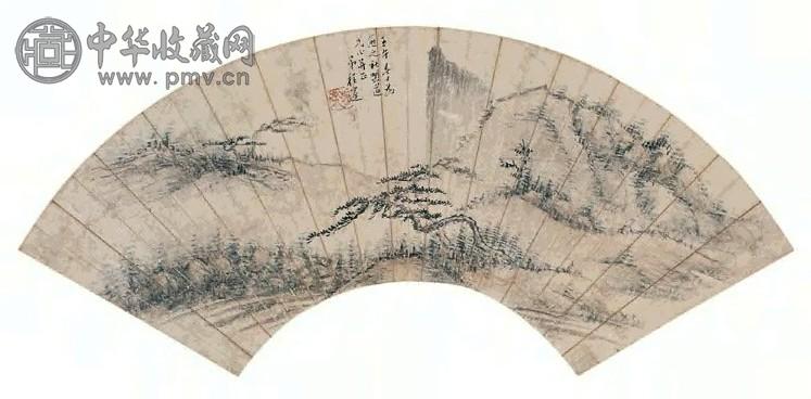 程邃 1642年作 山水 扇面 设色纸本 程邃 1642年作 山水 扇面 设色纸本