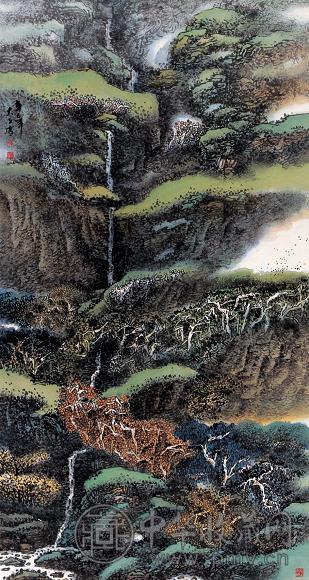 李大立 白练垂天 镜心