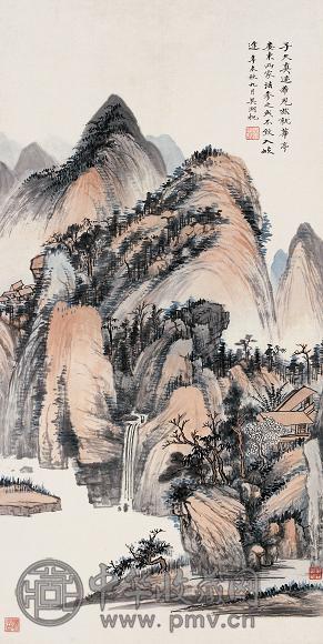 吴湖帆 辛未(1931年)作 山水 立轴 设色纸本