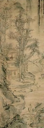 蓝孟 山水人物 立轴 设色绢本