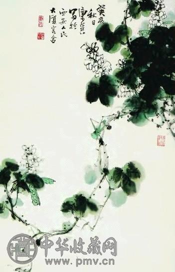 康师尧 1983年作 花鸟贝虫 立轴 设色纸本