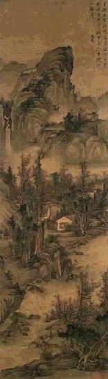 关思 澄江独钓图 立轴 设色绢本