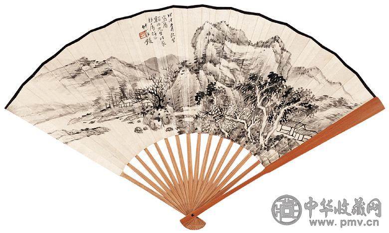 汪琨 山水 成扇 水墨纸本