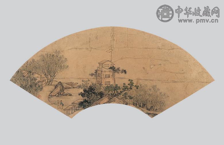 冷枚 山水人物 扇面 纸本