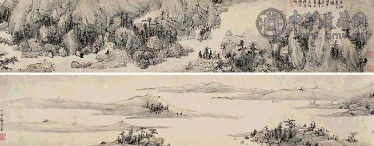 达受 辛巳(1821年)作 长江万里图 卷 纸本设色