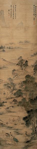 高岑(款) 山水 立轴 设色纸本
